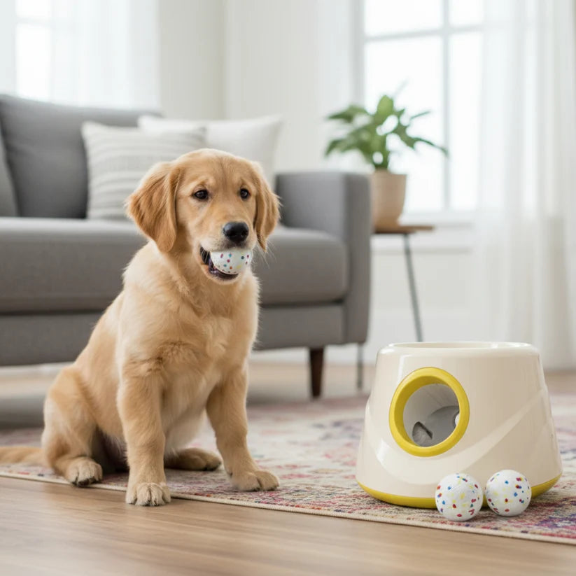 Lanzador Automático de Pelotas para Mascotas, Juguete Interactivo con 3 Configuraciones