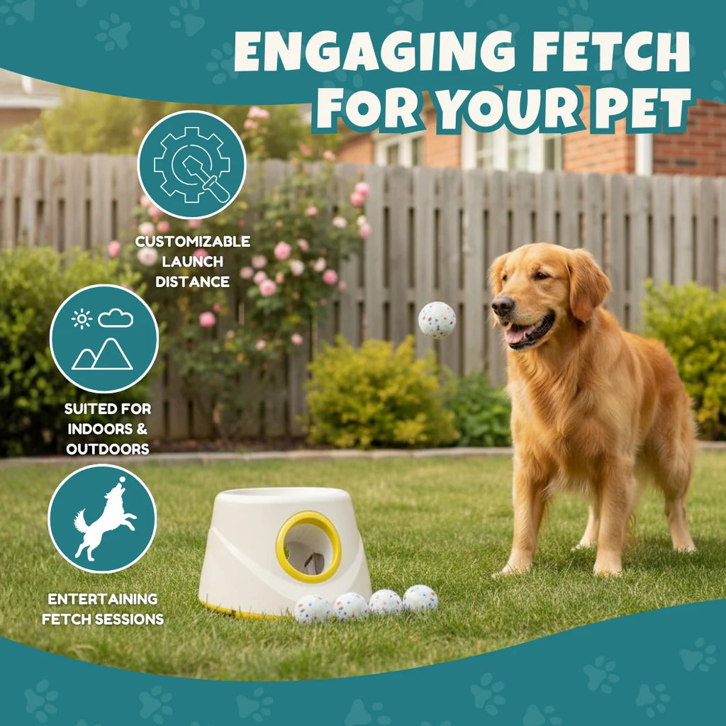 Lanzador Automático de Pelotas para Mascotas, Juguete Interactivo con 3 Configuraciones